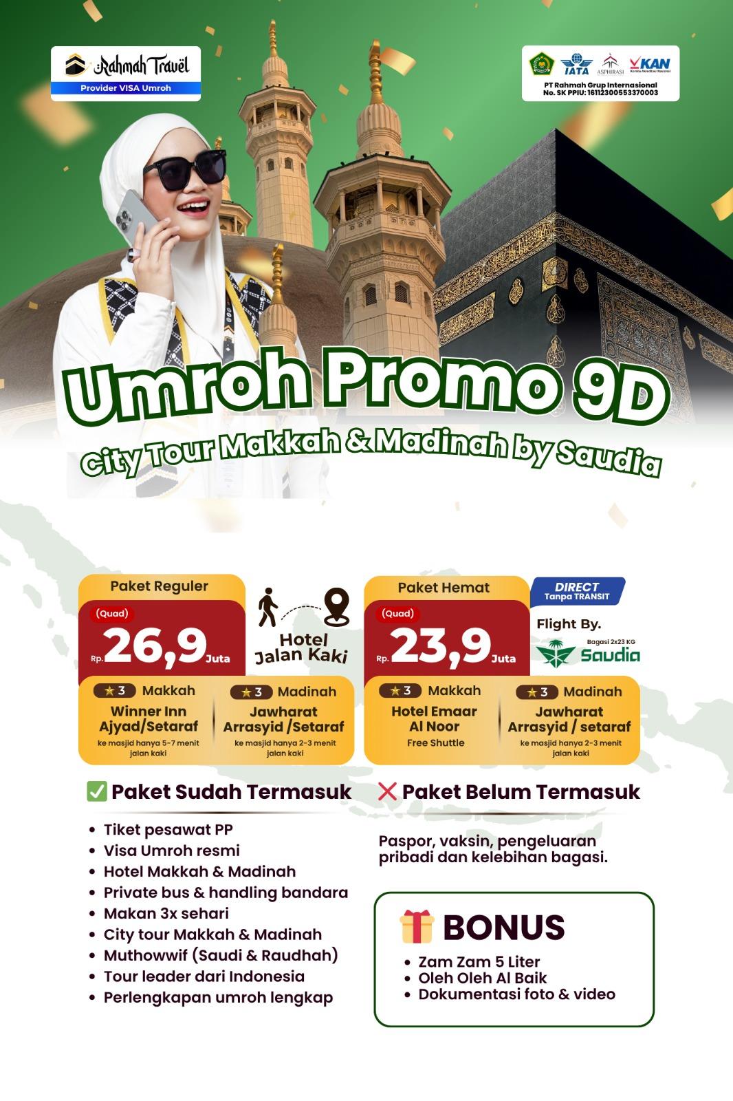 Umroh 9d City Tour Makkah + Madinah by Saudia