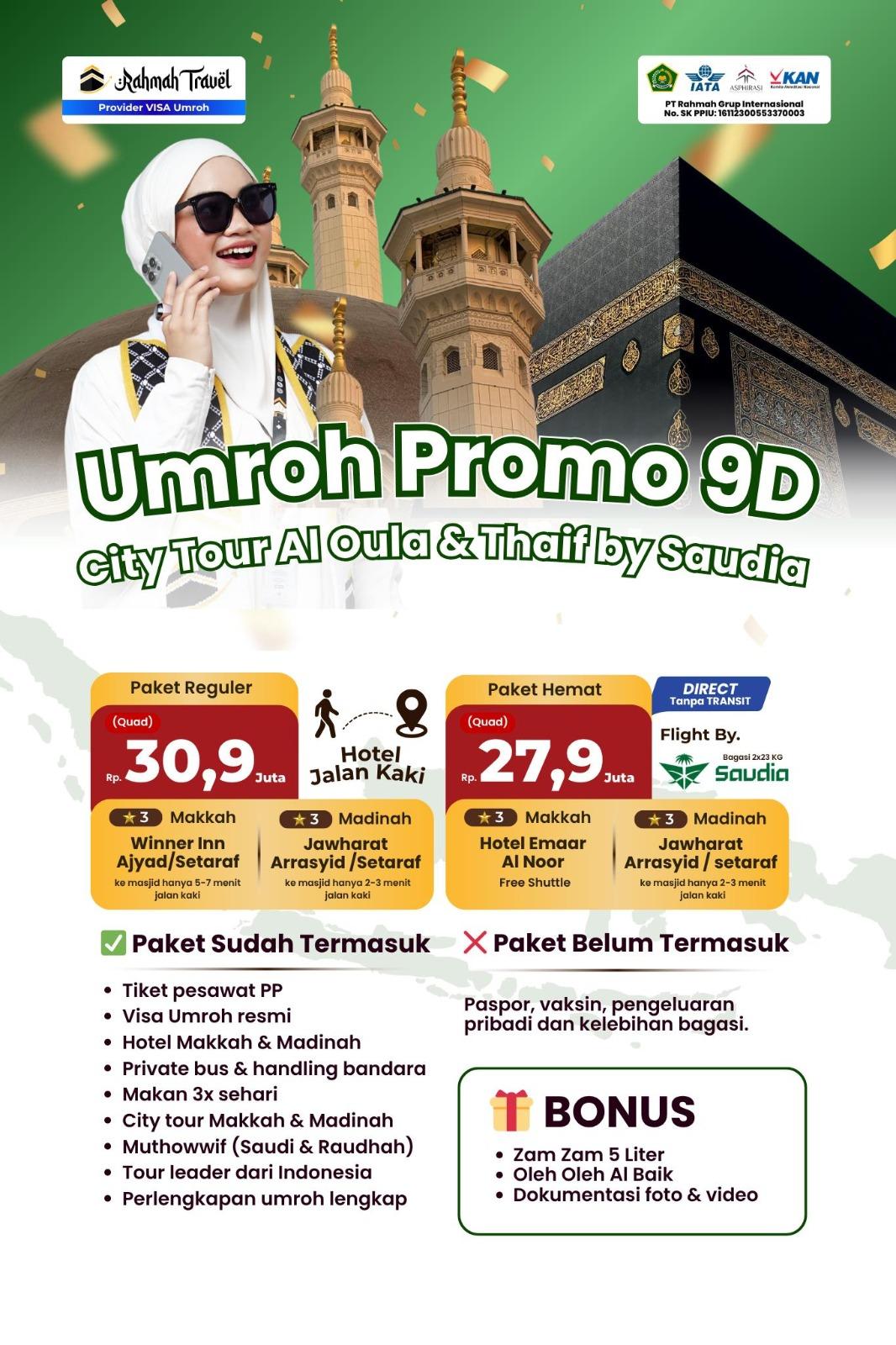 Umroh Plus Al Oula & Thoif By Saudia 9D